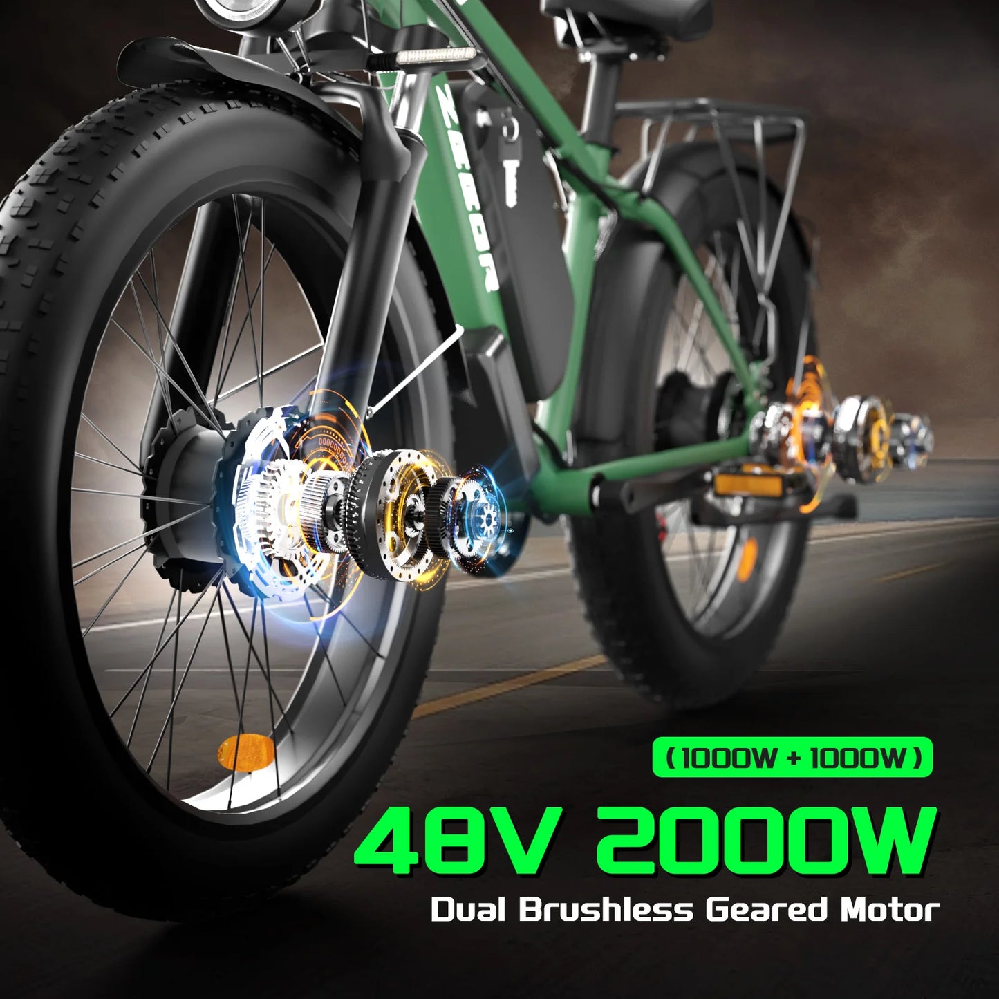 ZEEG F1 48V 2000W DualMotorizedHighPower FatTire Ebike