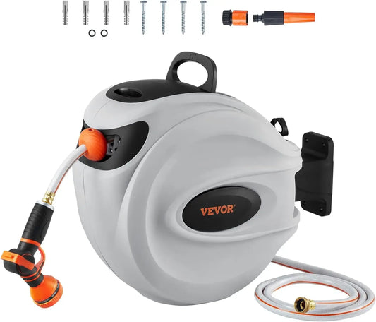 Retractable Hose Reel 65 ft x 5/8 inch Wall-Mounted Garden Hose