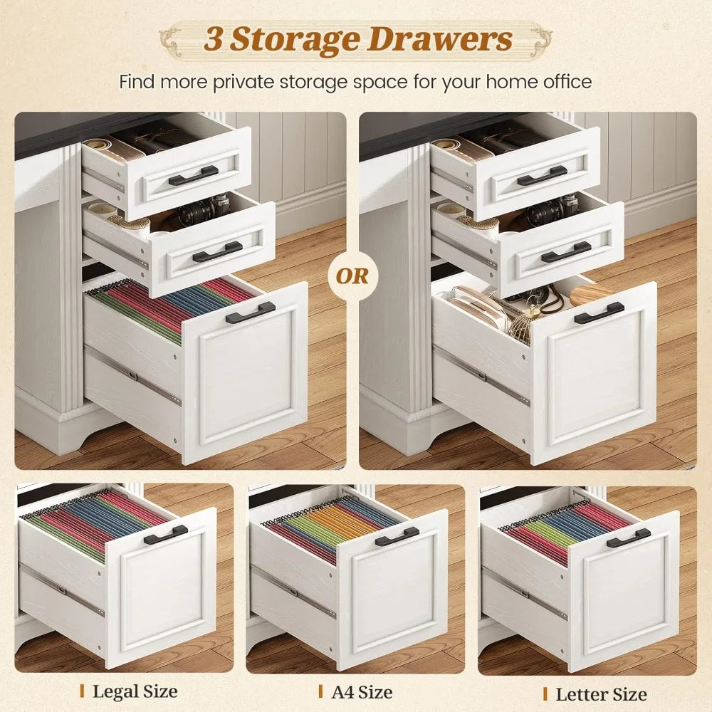 Executive Farmhouse Desk With Hutch And Three Drawers