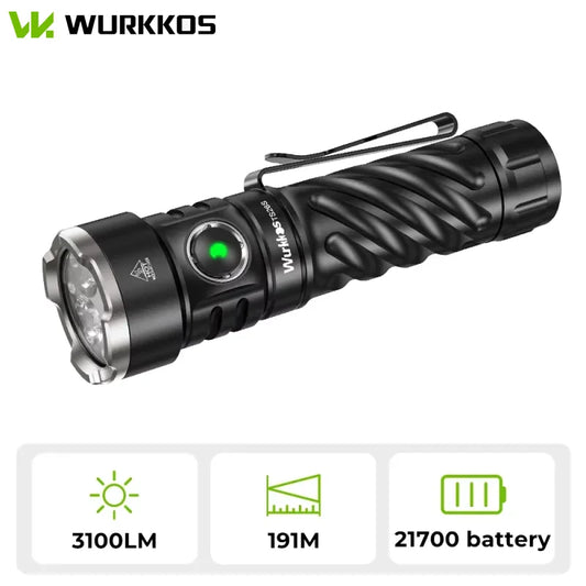 Wurkkos TS26S Rechargeable 21700 Flashlight 3100LM IPX8 Power Bank
