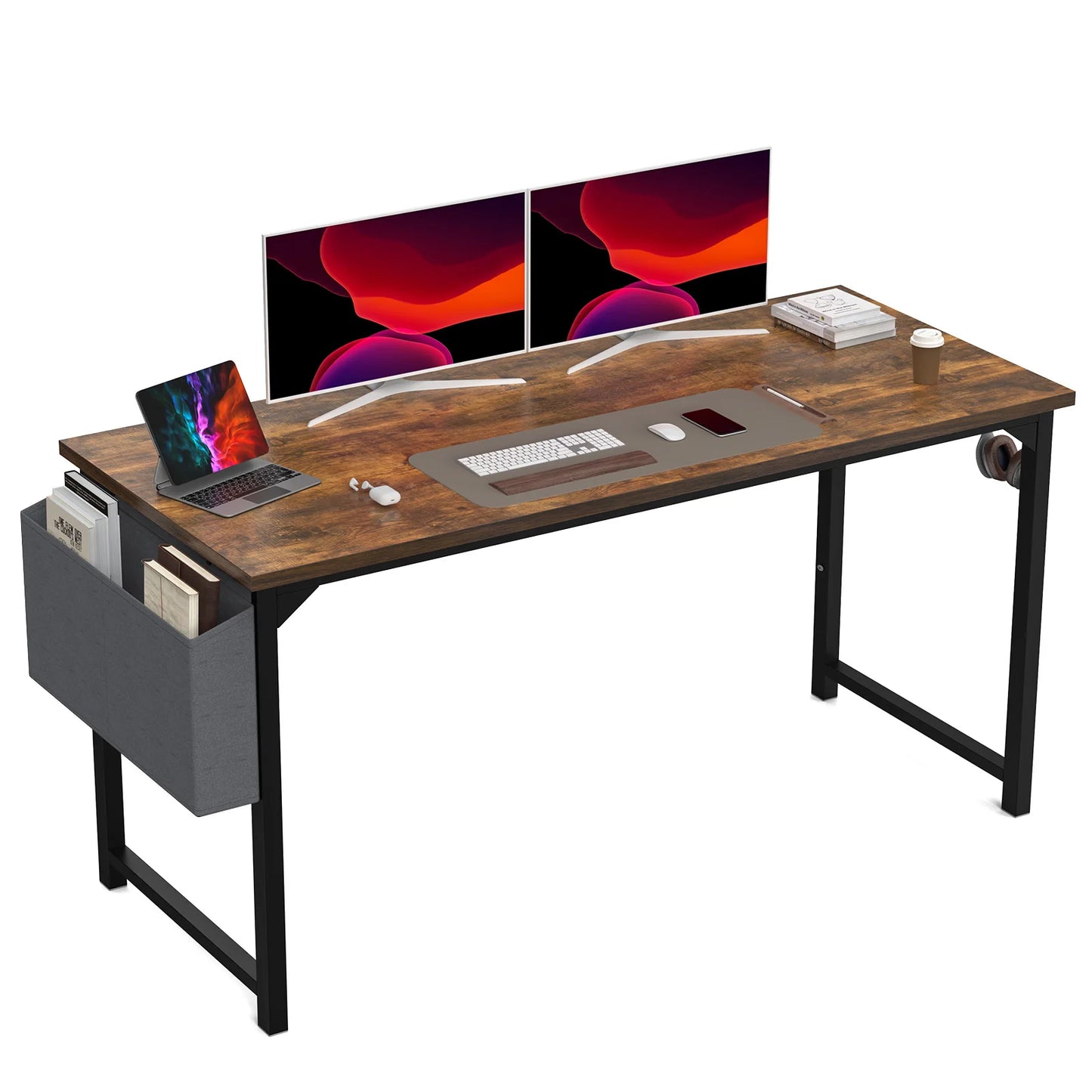 JHK Computer Desk Office Gaming Table with Side Bag Headphone Hook