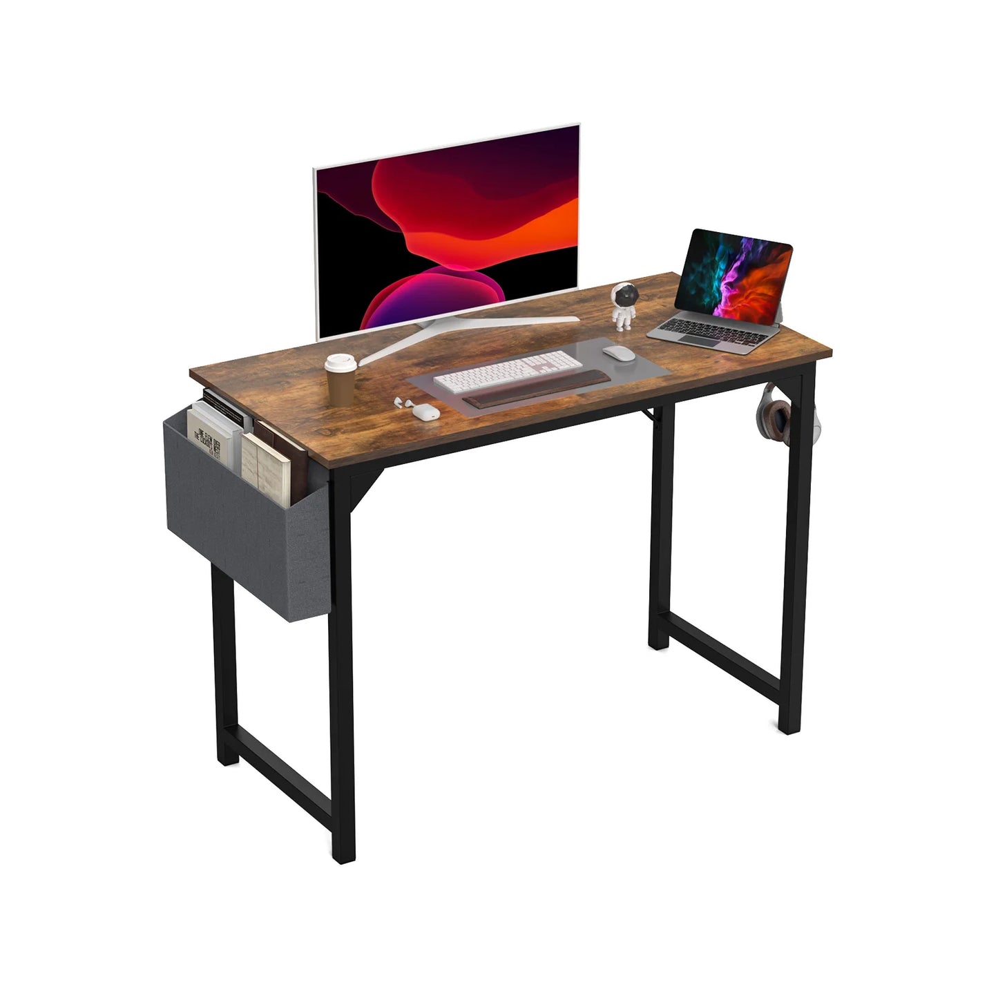 JHK Computer Desk Office Gaming Table with Side Bag Headphone Hook