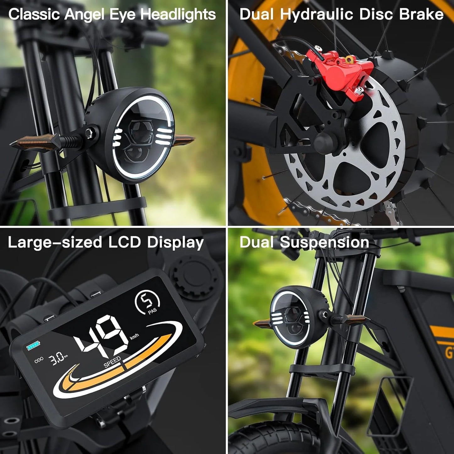 Max Speed Electric Fat Tire Ebike 3000W Removable Battery