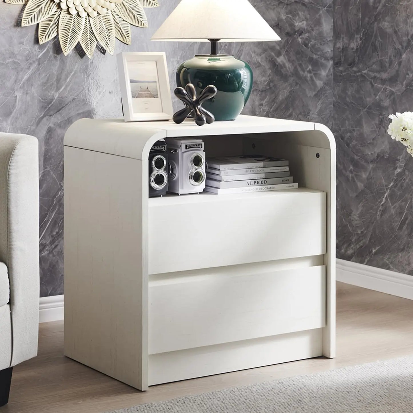 GYROOR Nightstand With Charging Station And Drawers