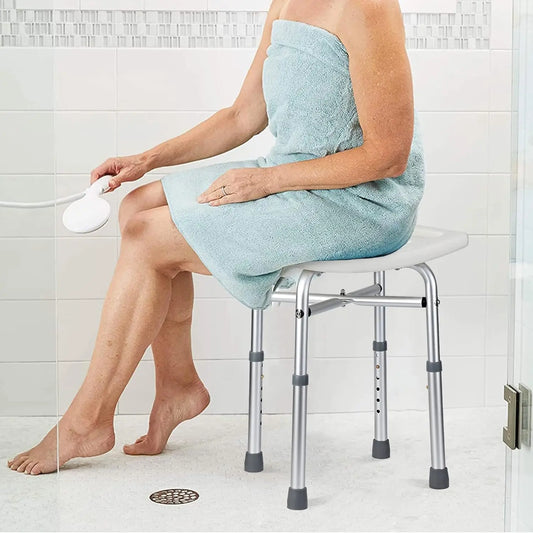 Shower Bench Shower Chair for Bathroom Bathtub with Adjustable Height  X-Supports Legs, 350 lb Capacity Slip Resistant  ﻿