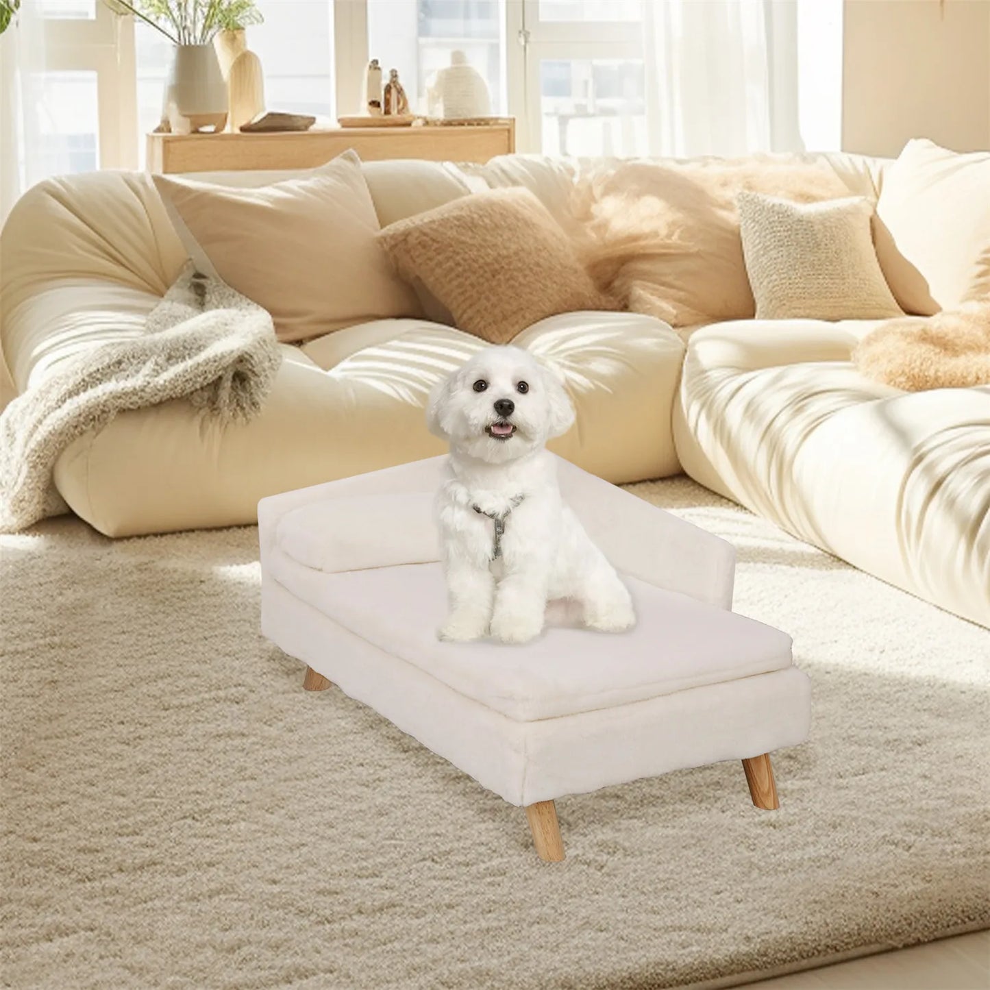 BINGOPAWCN Nordic Elevated Pet Bed With Wood Legs Durable