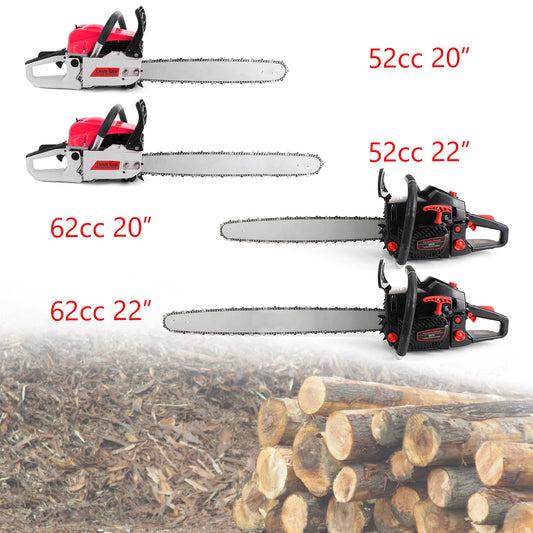 Areyourshop 52cc 62cc Chainsaw 20"/22" Bar Powered Engine 2 Cycle Gasoline Chain Saw