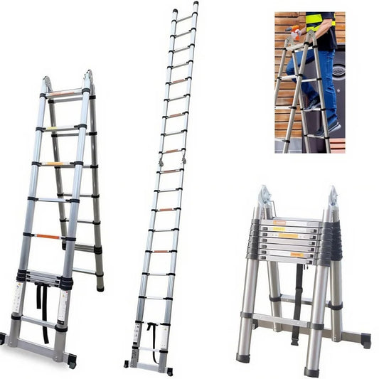 A Frame Telescoping Folding Ladder Aluminum Dual Use