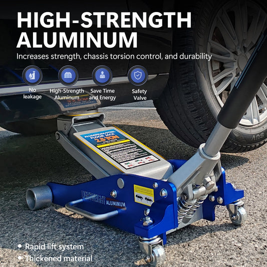 Hydraulic Low Profile Aluminum and Steel Racing Floor Jack with Dual Piston Quick Lift Pump 2.5 Ton Capacity