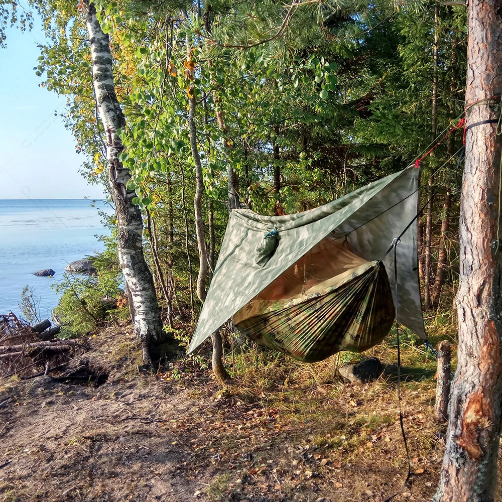 Anti Outdoor Camping Hammock With Mosquito Net And Rain Tent Equipment Shelters Camp Bed Survival Portable Hammock