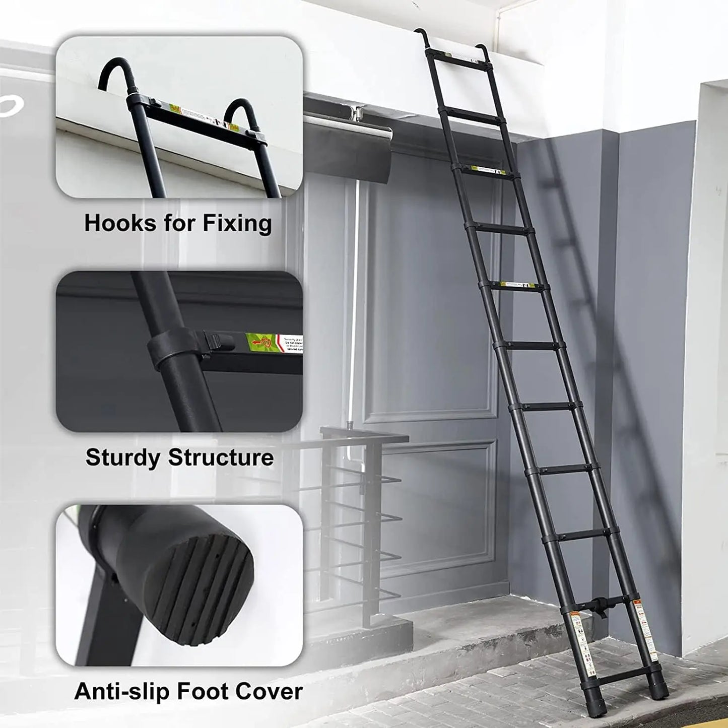 DayPlus Telescopic Ladder With Hooks For Multi Purpose Use