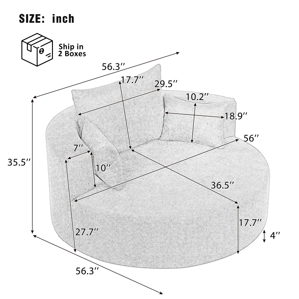 Filler 360 Degree Swivel Barrel Chair With Pillows Included
