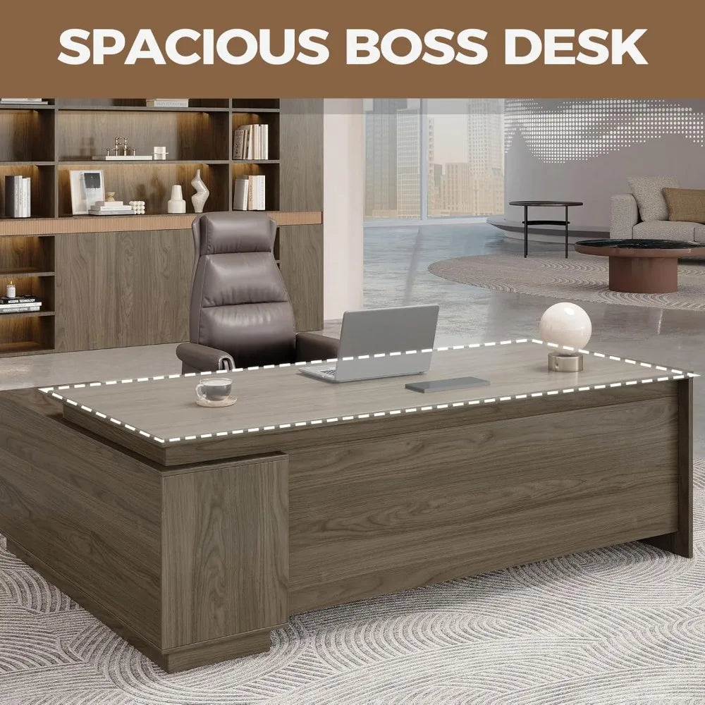 Huanzhuang L Shaped Executive Desk With Reversible Cabinets