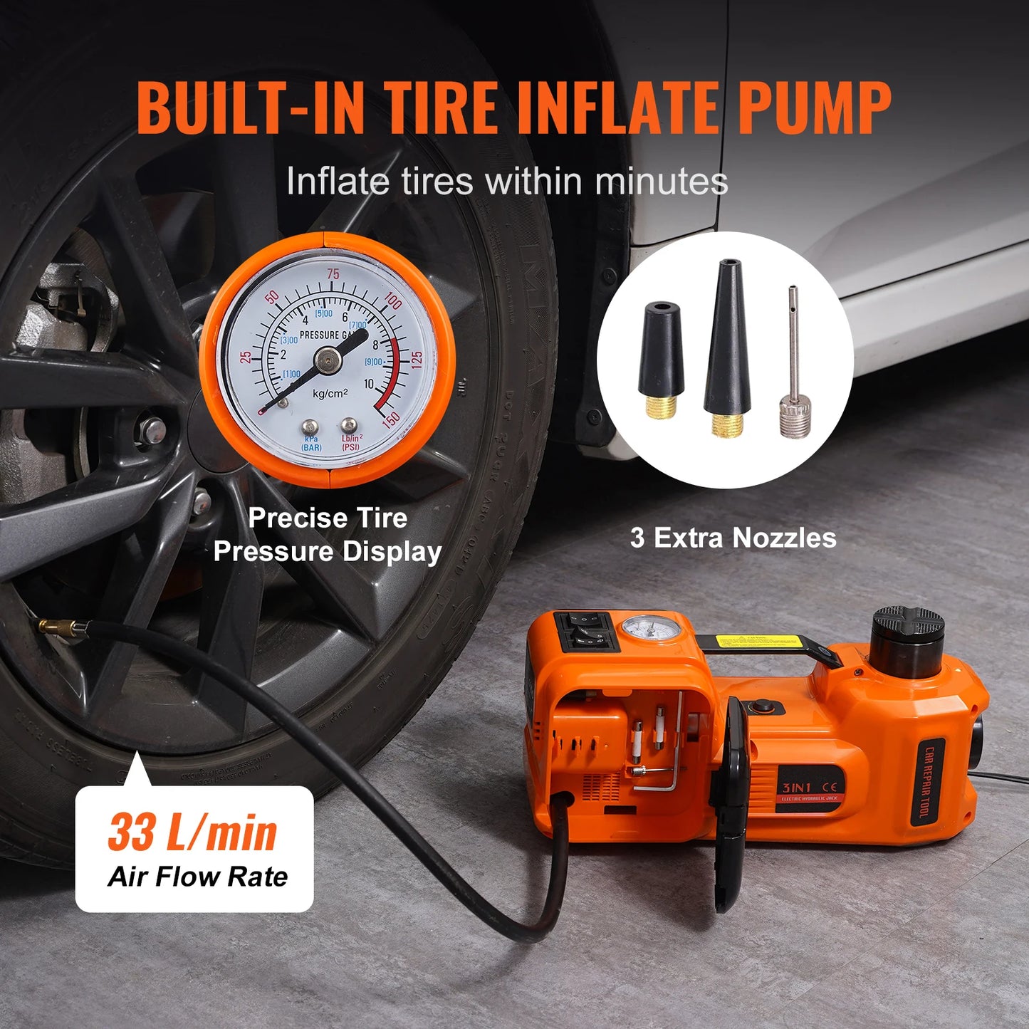 Succebuy Electric Hydraulic Car Jack with Inflatable Pump