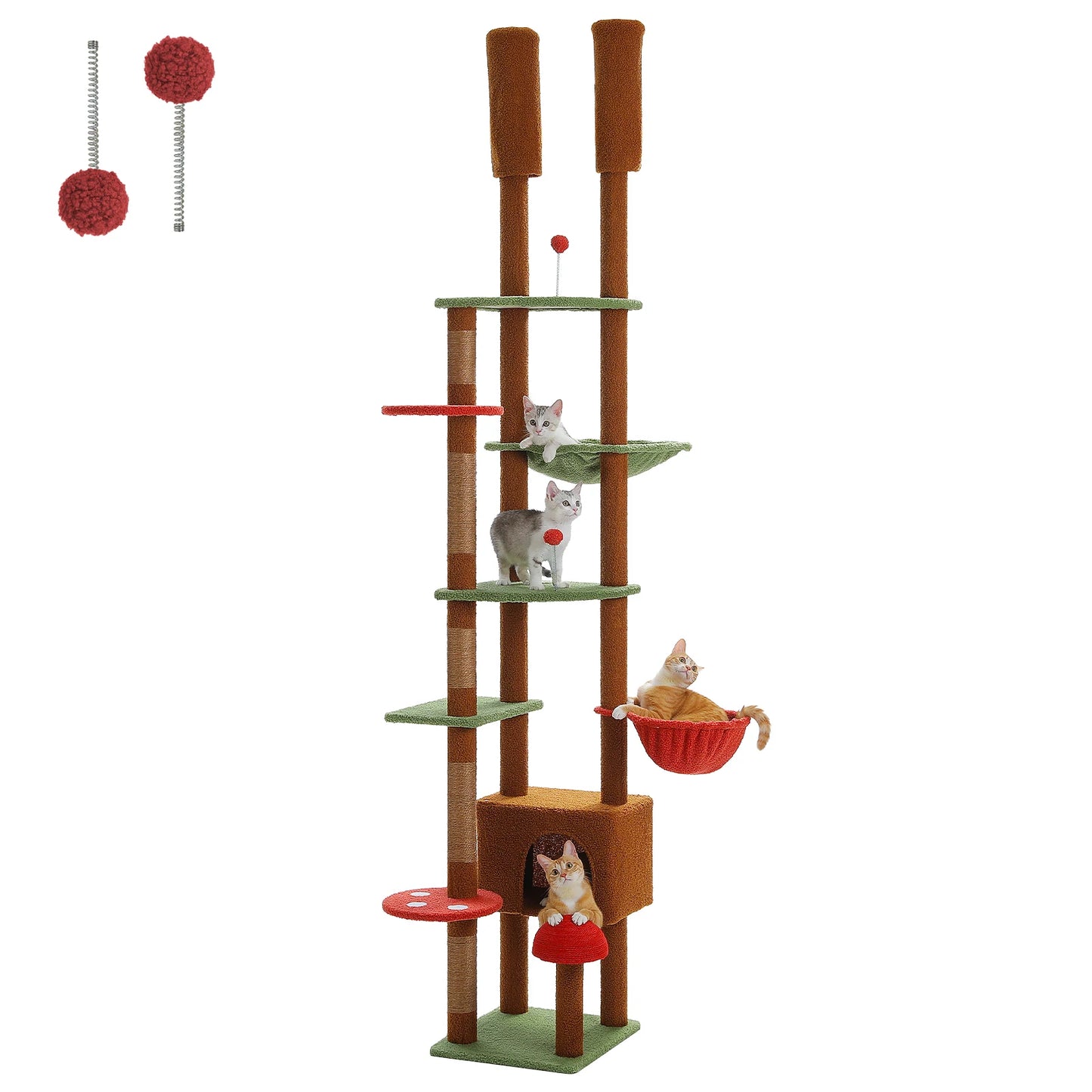PAWZ Road Height Adjustable Wooden Cat Tree With Hammock
