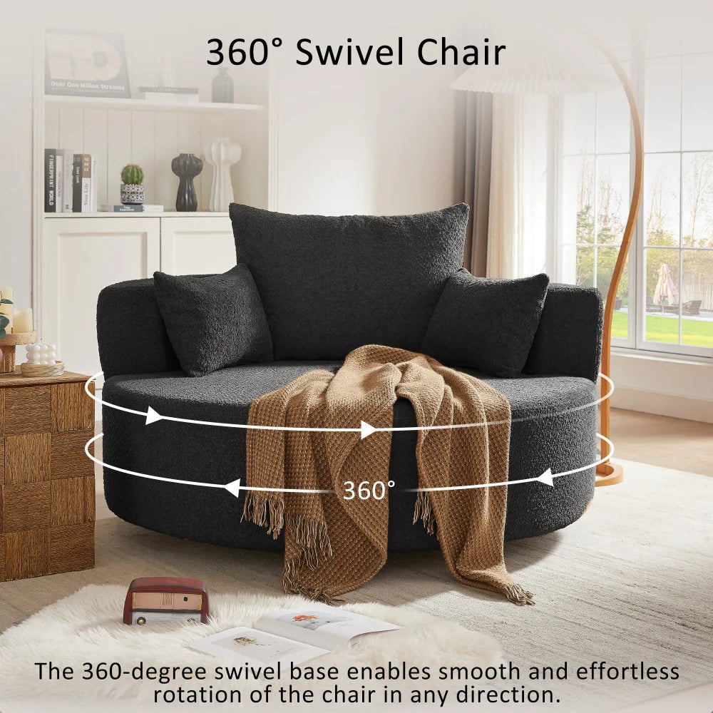 Filler 360 Degree Swivel Barrel Chair With Pillows Included
