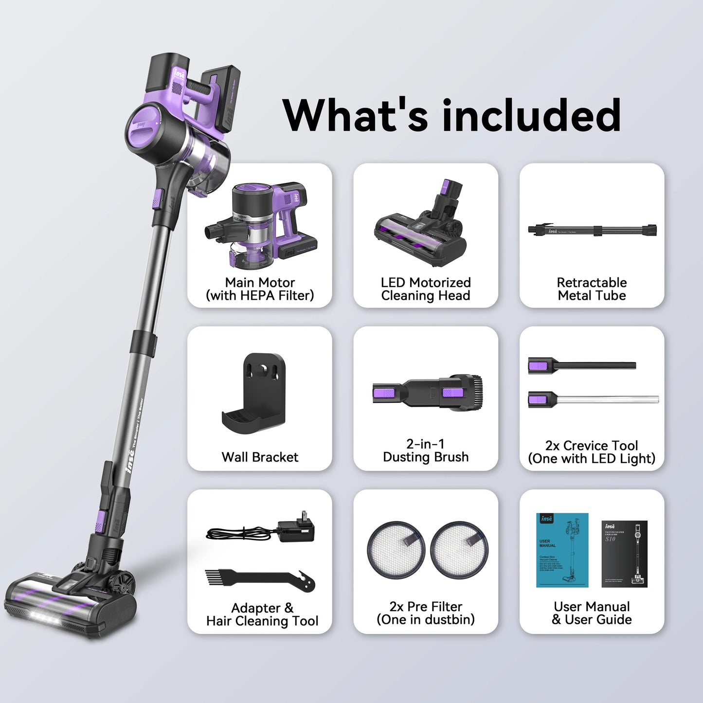 INSE S10 Cordless Vacuum Cleaner 6-In-1 Strong Suction