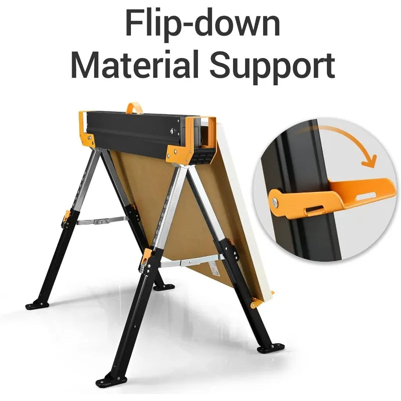 Saw Horses 2 Pack Folding 2600 Lbs Load Capacity 24-32 Inch Adjustable Heavy Duty Sawhorse Table