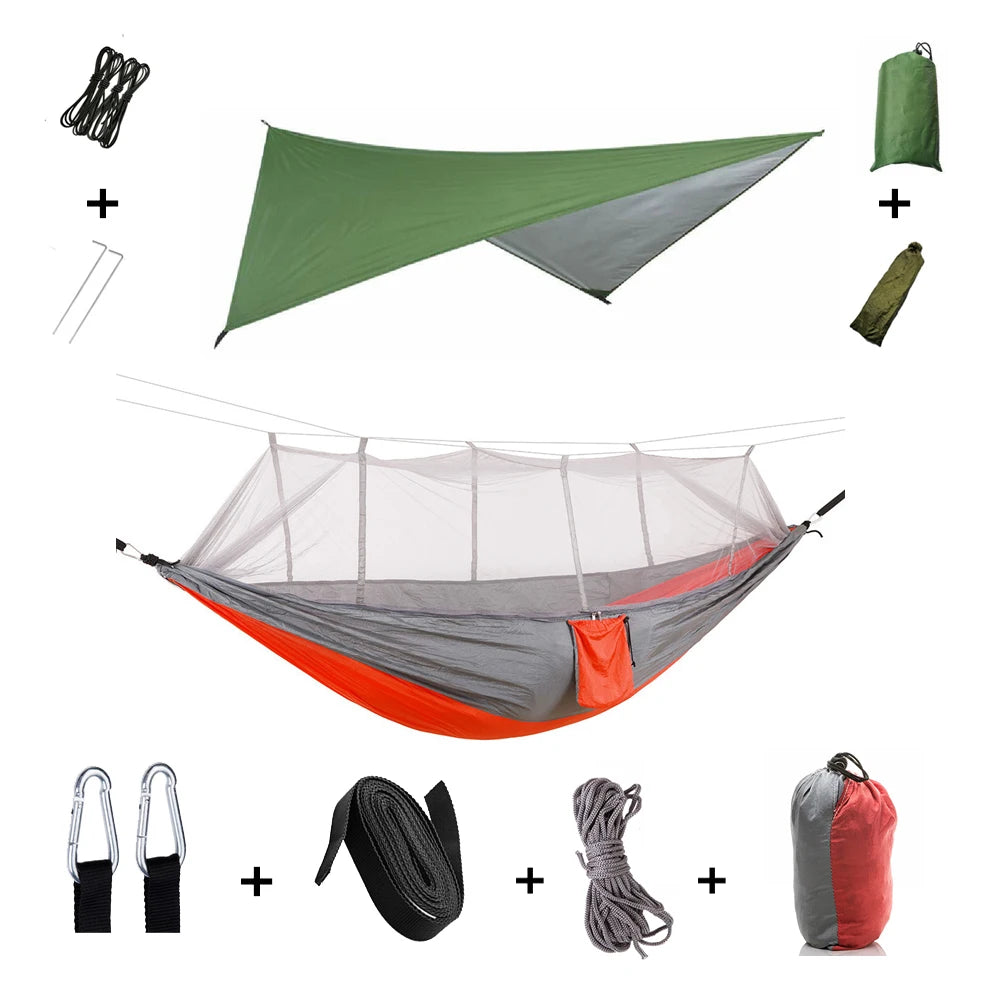 Anti Outdoor Camping Hammock With Mosquito Net And Rain Tent Equipment Shelters Camp Bed Survival Portable Hammock