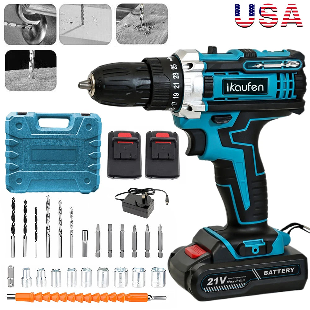 Hign-concerned 21V Multifunctional Rechargeable Impact Drill Kit