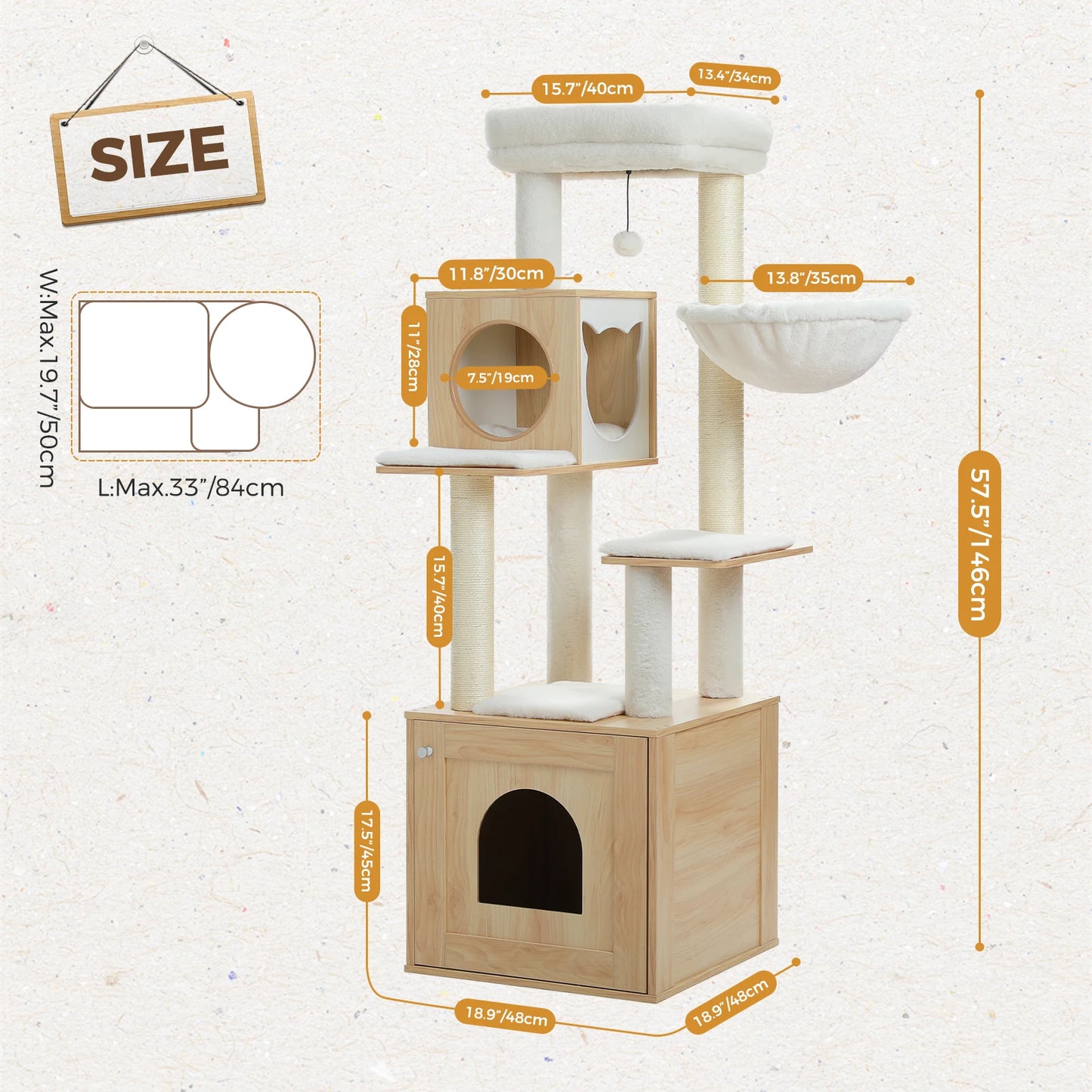 PAWZ Road Wood Cat Tree with Storage Cabinet Tower