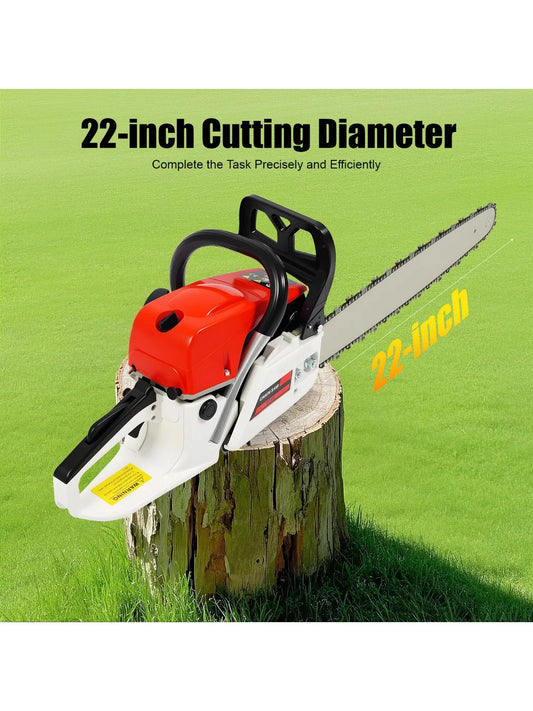 22 Inch 52CC 2-Stroke Portable Handed Gasoline Chainsaw Petrol Chain Saw for forest harvesting pruning branches home woodworking