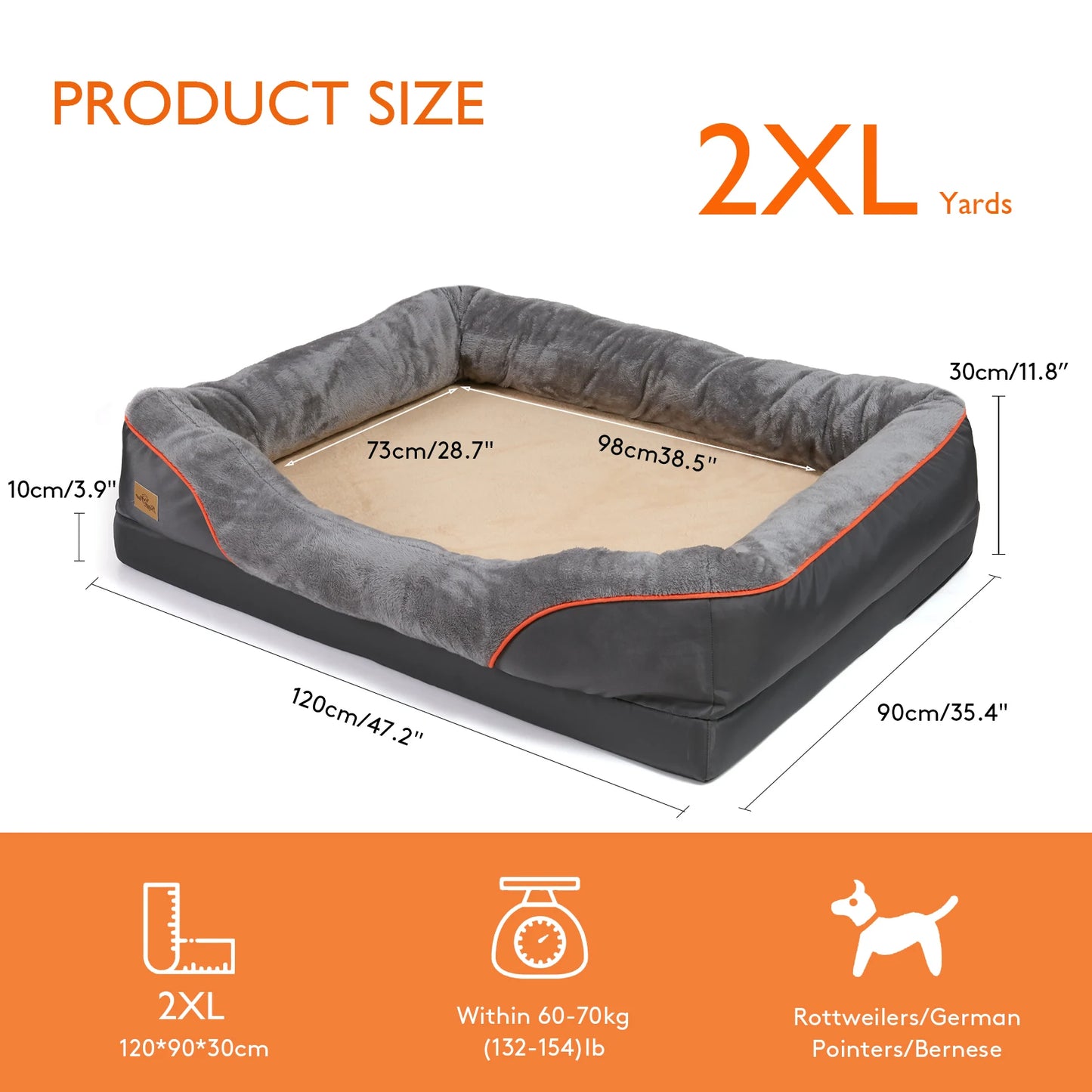 BINGOPAWCN Anti Allergy Waterproof Dog Bed With Removable Cover