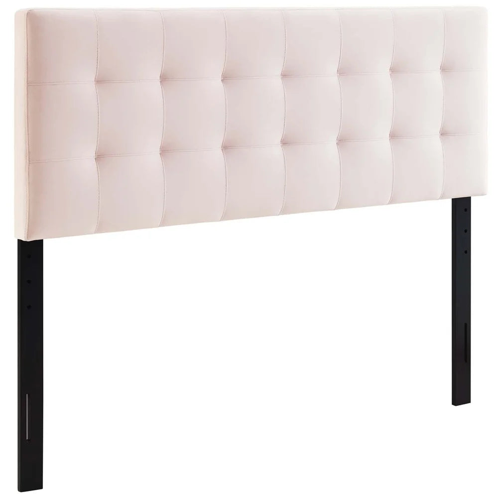 Lily Biscuit Tufted Velvet Headboard Full Adjustable Height Padded Upholstered Stain Resistant Bedroom Guest Room Essential