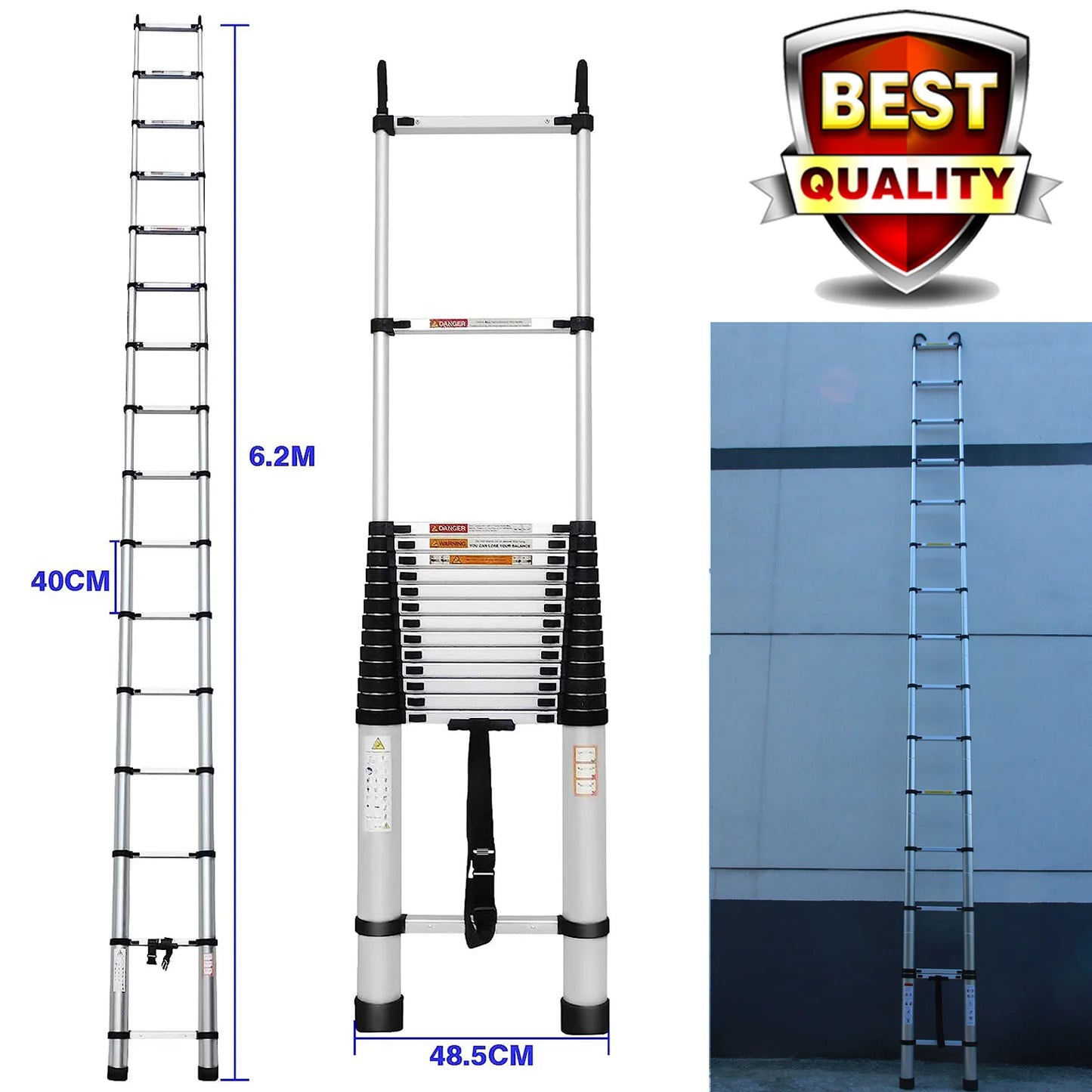 DayPlus Telescoping Extension Ladder With Detachable Hook