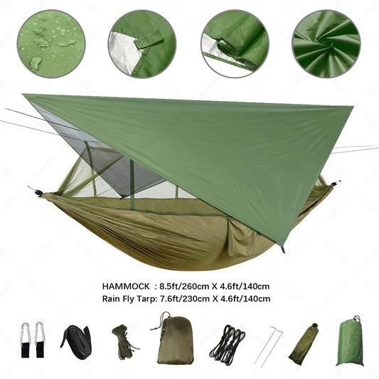 Anti Outdoor Camping Hammock With Mosquito Net And Rain Tent Equipment Shelters Camp Bed Survival Portable Hammock