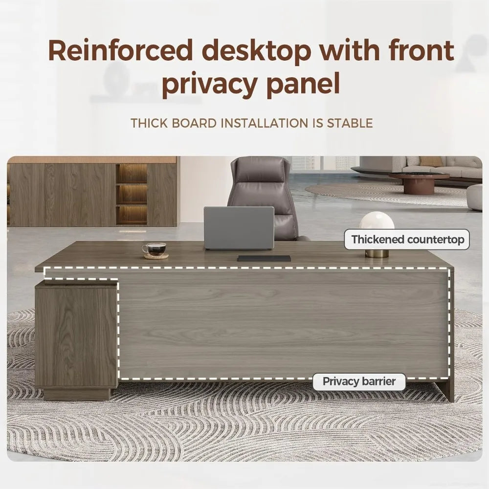 Huanzhuang L Shaped Executive Desk With Reversible Cabinets