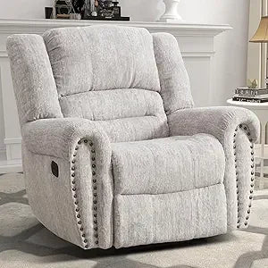 Leather Recliner Chair, Classic and Traditional Manual Recliner Chair with Comfortable Arms and Back Single Sofa for Living Roo