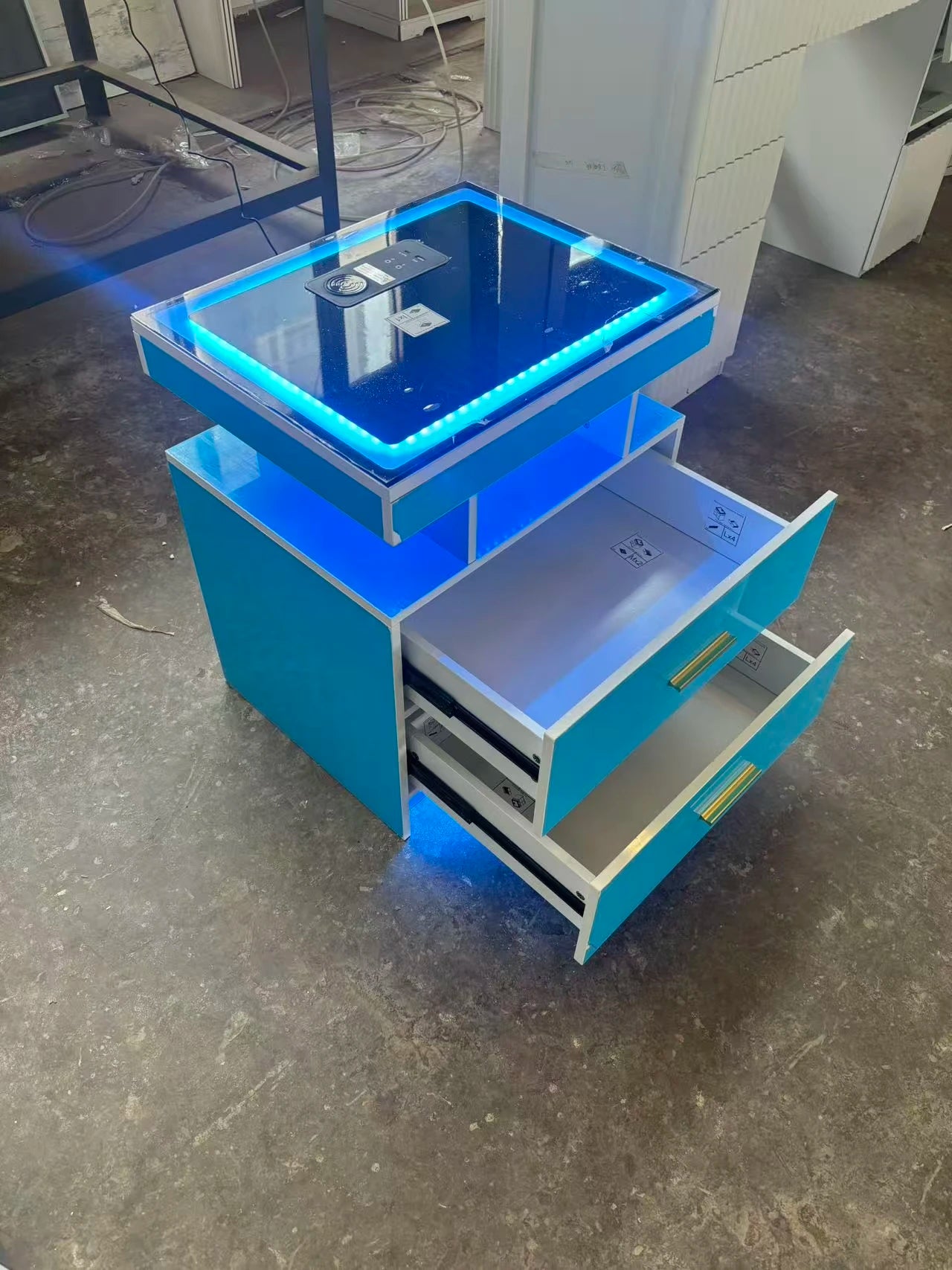 JDPAG LED Nightstand With Wireless Charging Two Drawers