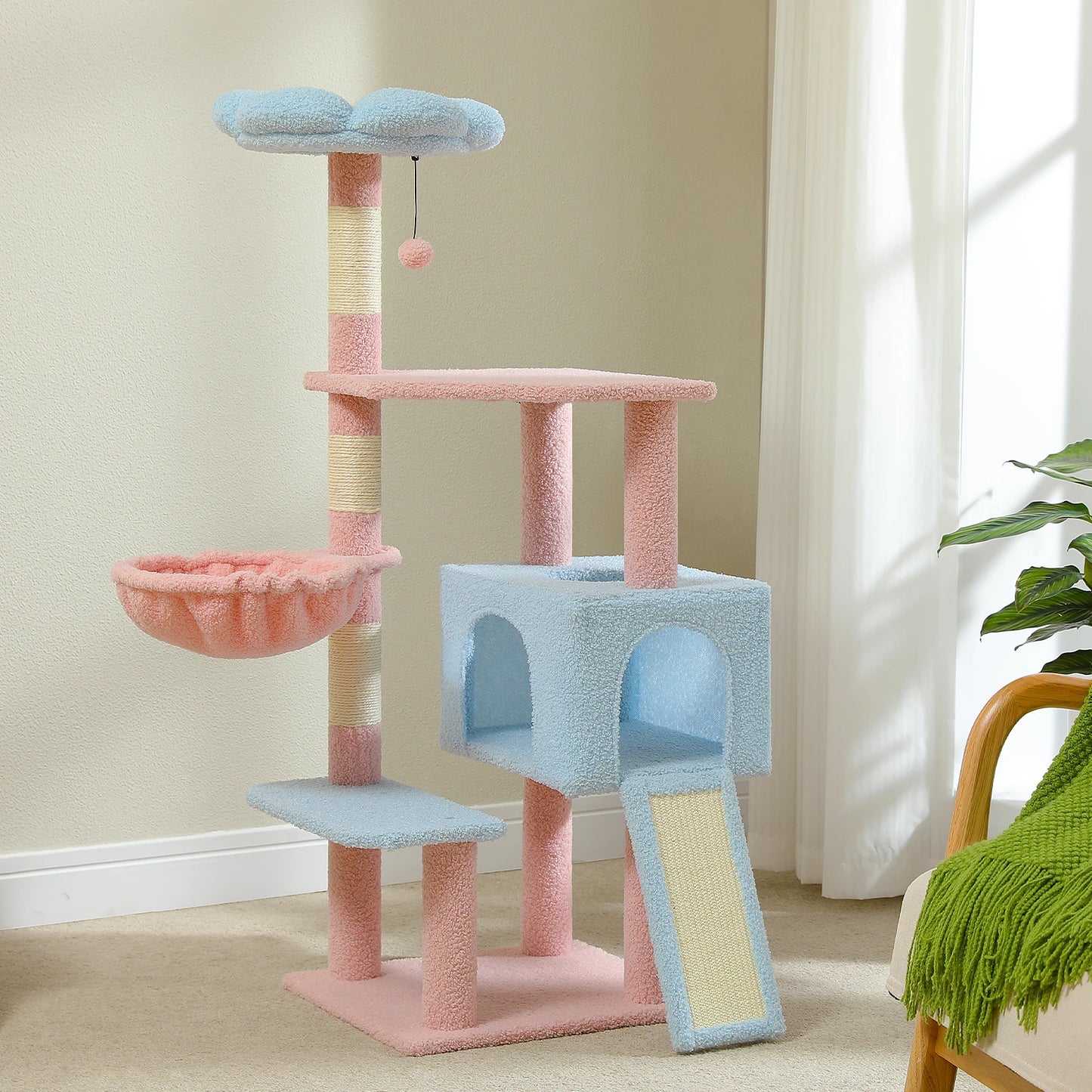PEQULTICN Flower Cat Tree FourTier Cat Tower Indoor Condo