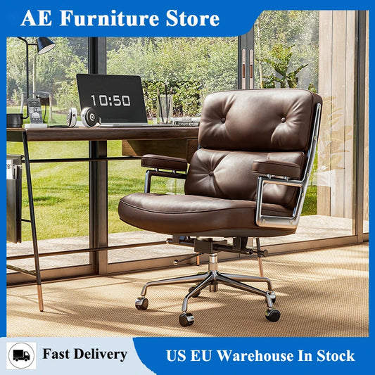 Furgle Genuine Leather Executive Office Chair With Ergonomic Backrest