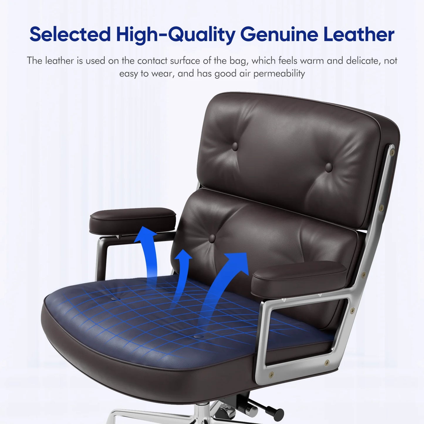 Furgle Genuine Leather Executive Office Chair With Ergonomic Backrest