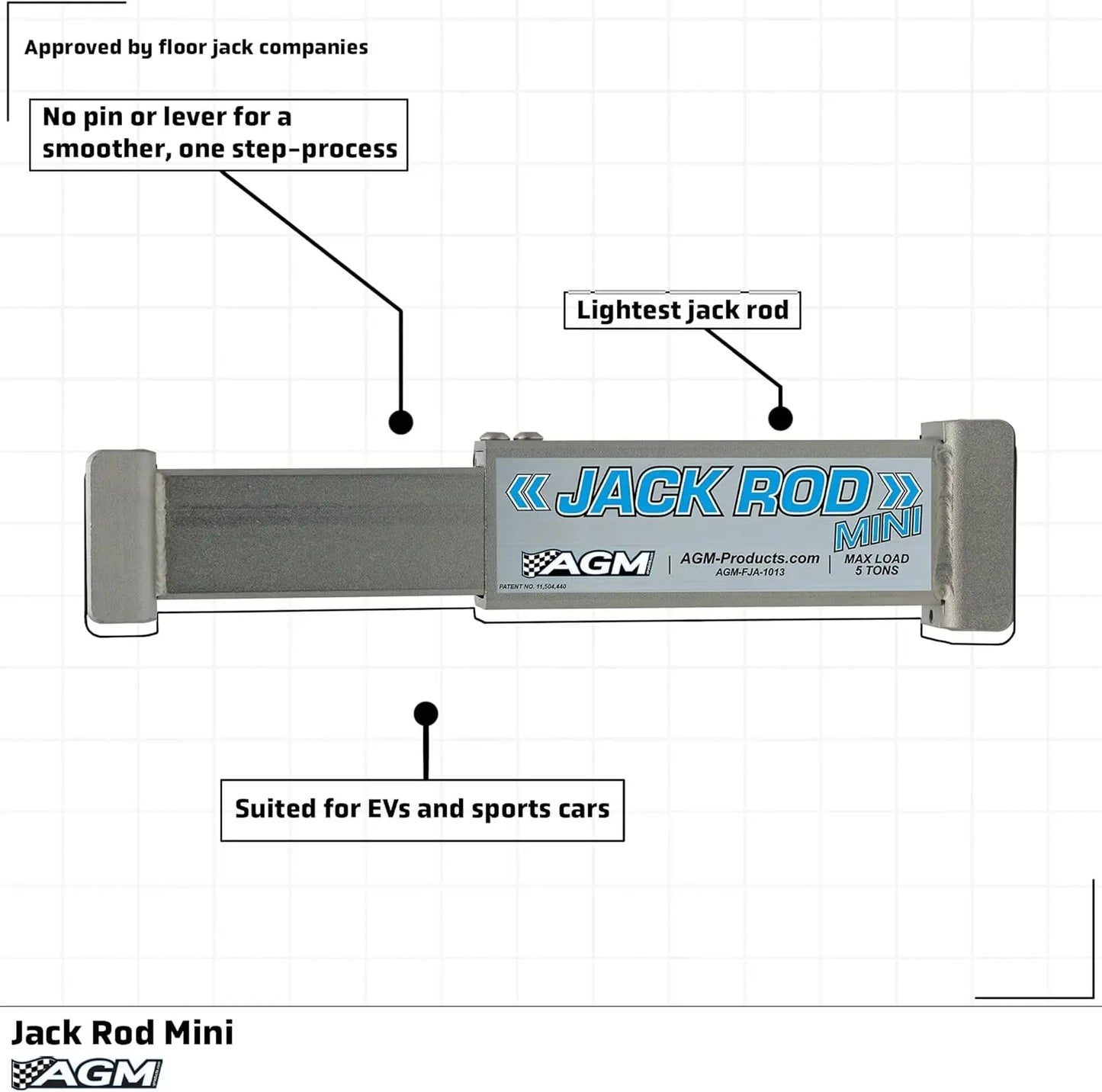 Car Jack Rod Mini 5 Ton Capacity Safety Support Secure Lift for EVs and Trucks Compact and Portable 2 lbs Floor Jack Locking Bar
