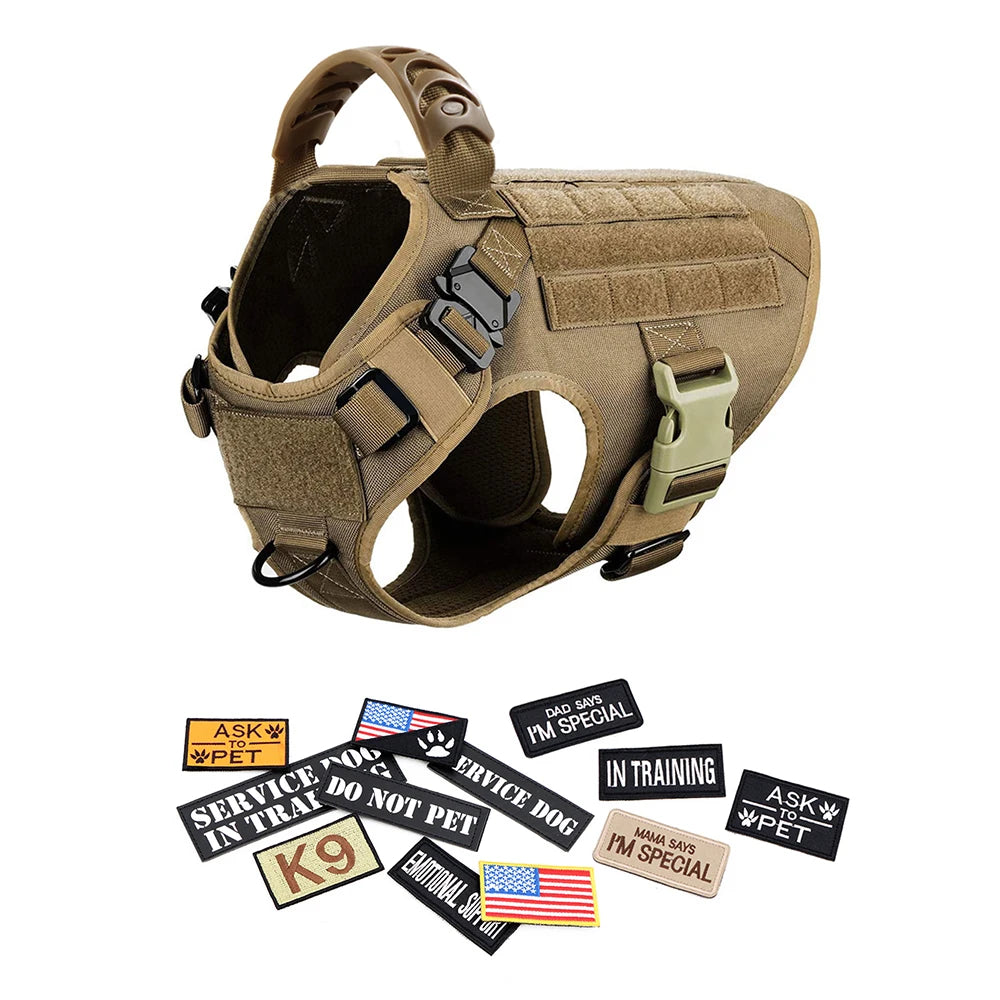 PETRAVELCN Military Large Dog Harness Vest Patches Set
