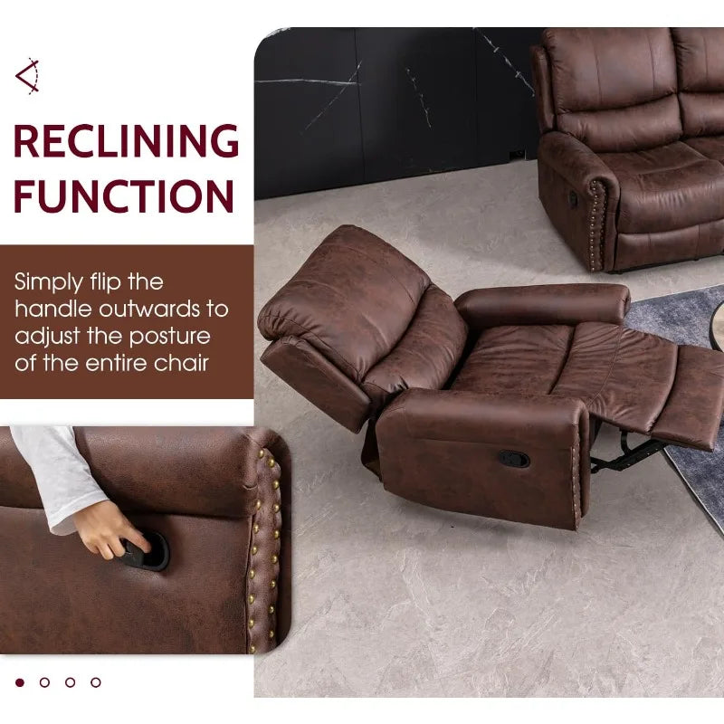 BestMassage Recliner Chair Reclining Recliner Sofa Couch Sofa Palomino Fabric Home Theater Seating Manual Recliner Motion
