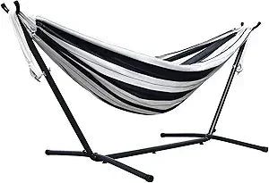 Double Sunbrella Hammock with Space Saving Steel Stand, 450 lb Capacity - Premium Carry Bag Included (Token Surfside)
