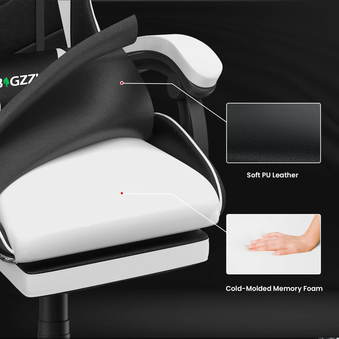 Bigzzia Ergonomic Gaming Chair With Footrest Lumbar