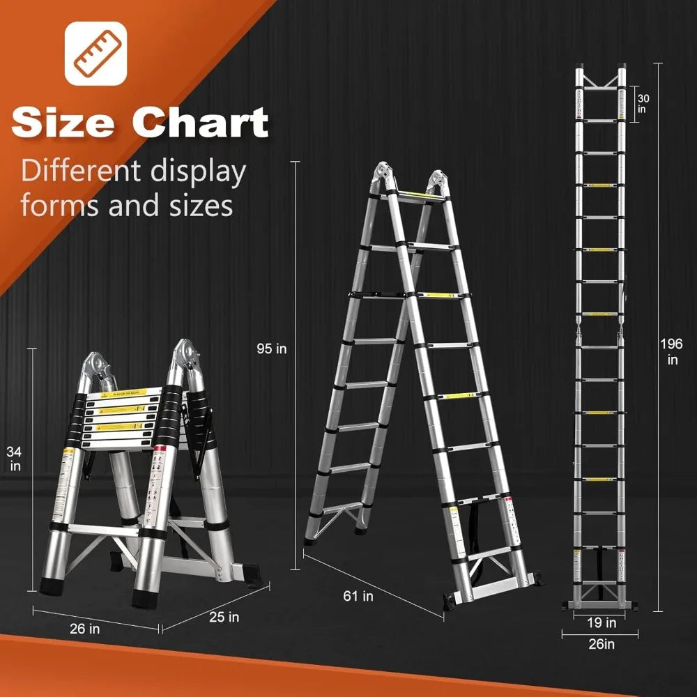 Telescoping A Frame Aluminum Ladder For Outdoor Use
