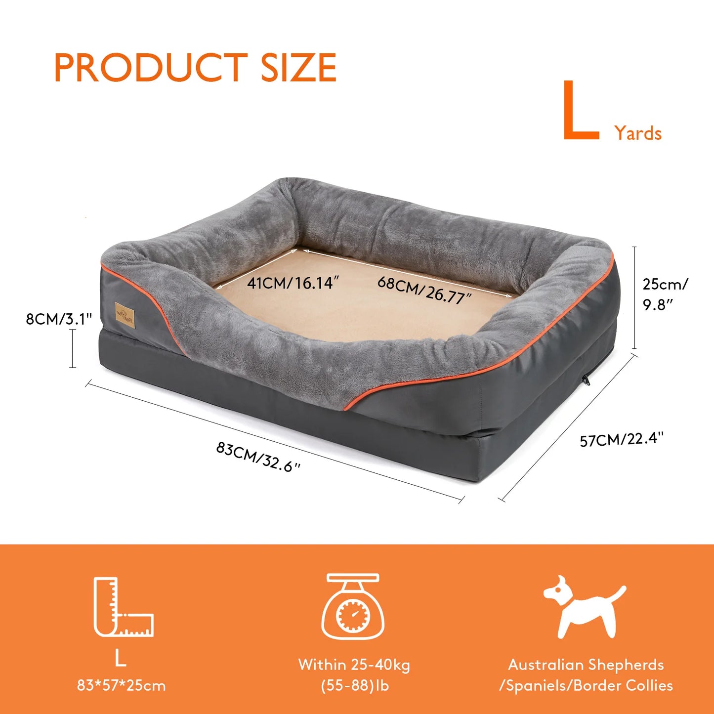 BINGOPAWCN Anti Allergy Waterproof Dog Bed With Removable Cover