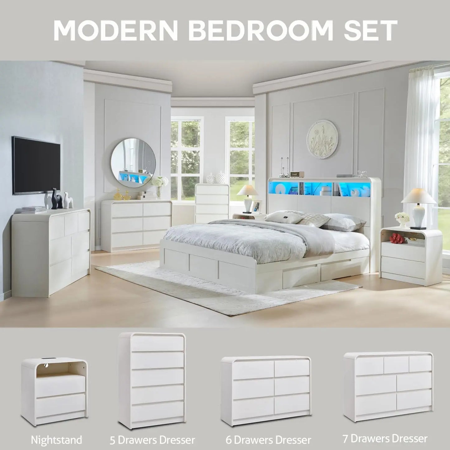 GYROOR Nightstand With Charging Station And Drawers